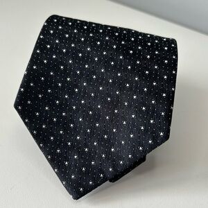 Alfred Sung Men’s 100% Italian Silk Black With White Micro Diamonds Neck Tie